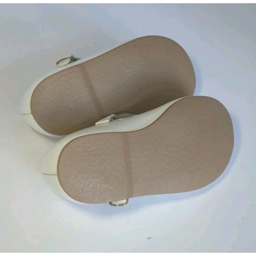 Small Steps Baby Girls  Sz 3 Ivory Patent Leather Mary Jane Bow Shoes Heart USA